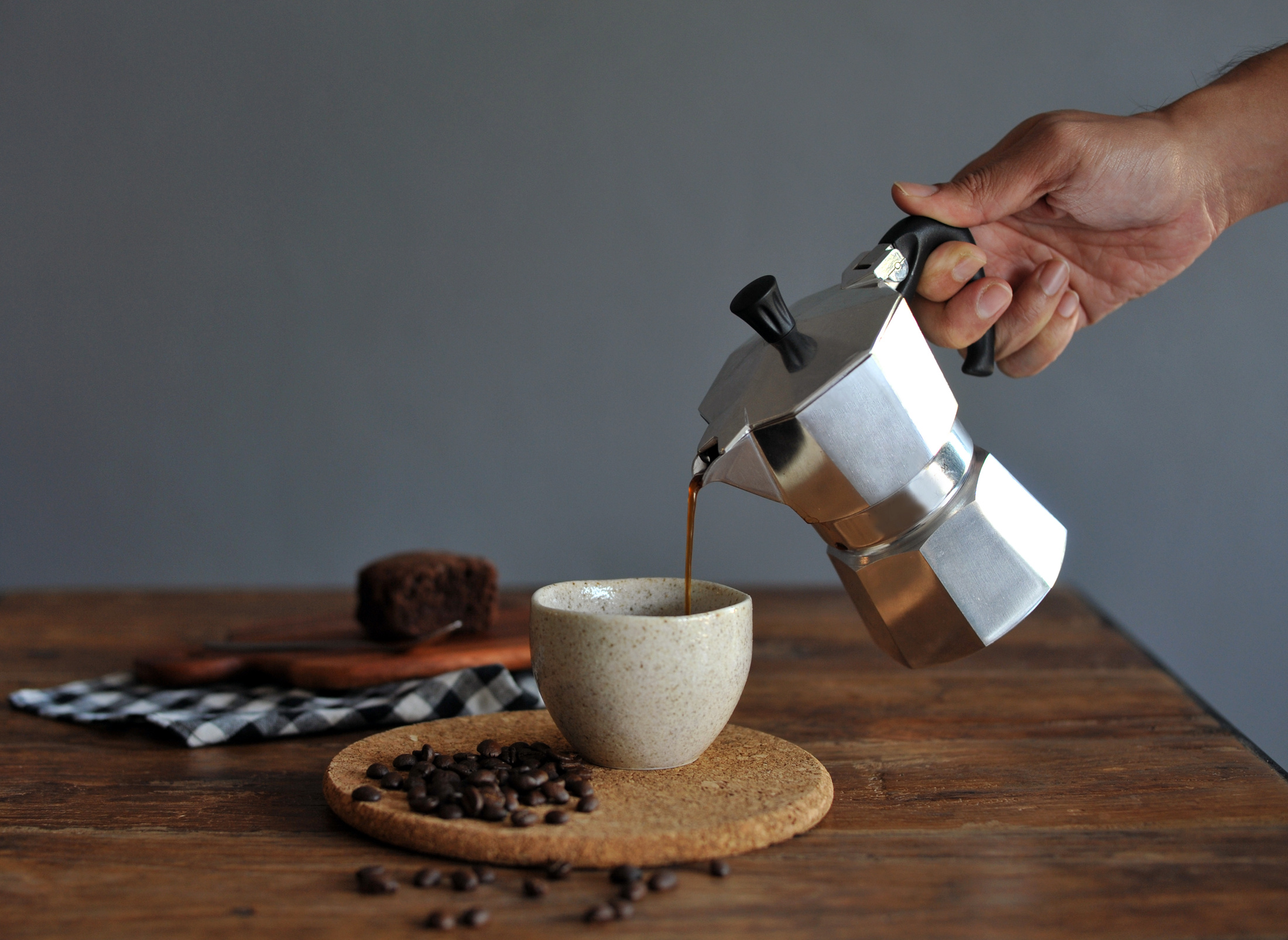 Moka Pot Coffee Maker and Coffee Cup